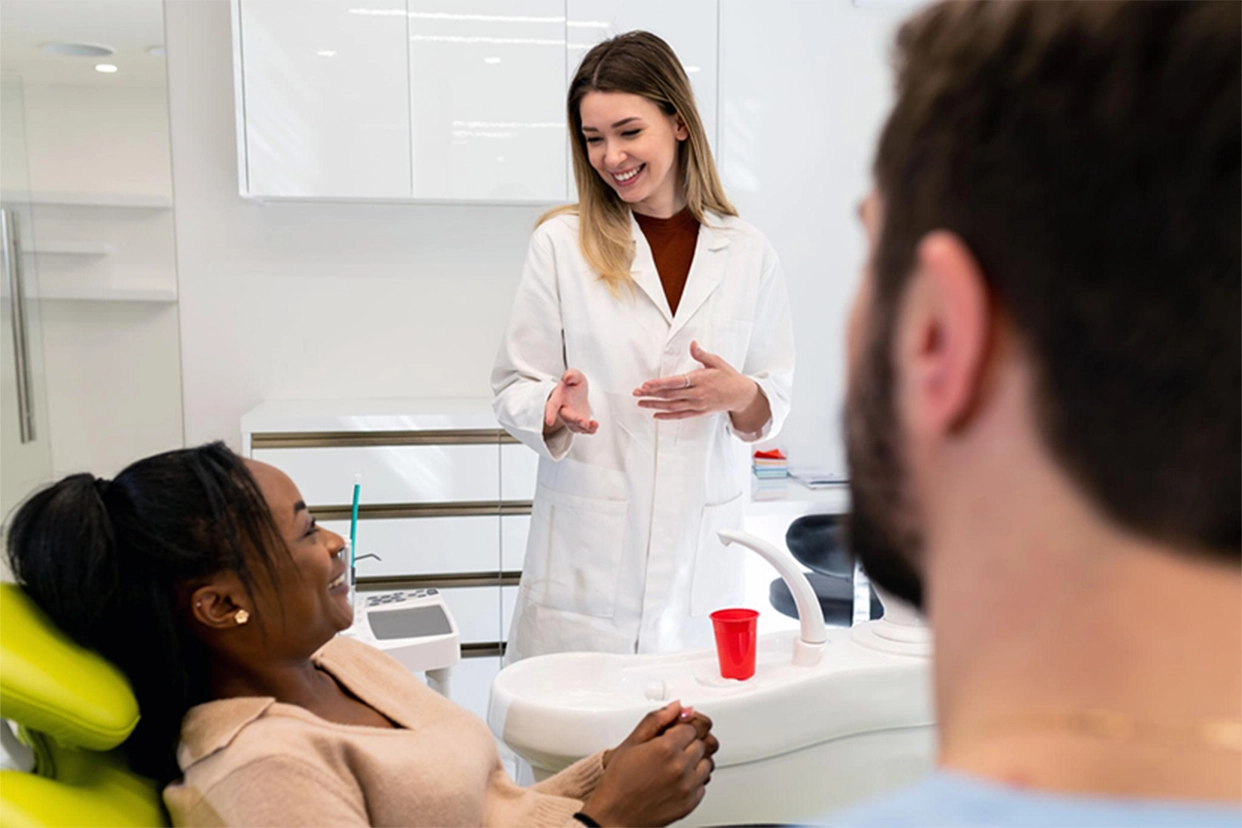 doctor talking with patient during consultation at podiatrist in upland, ca