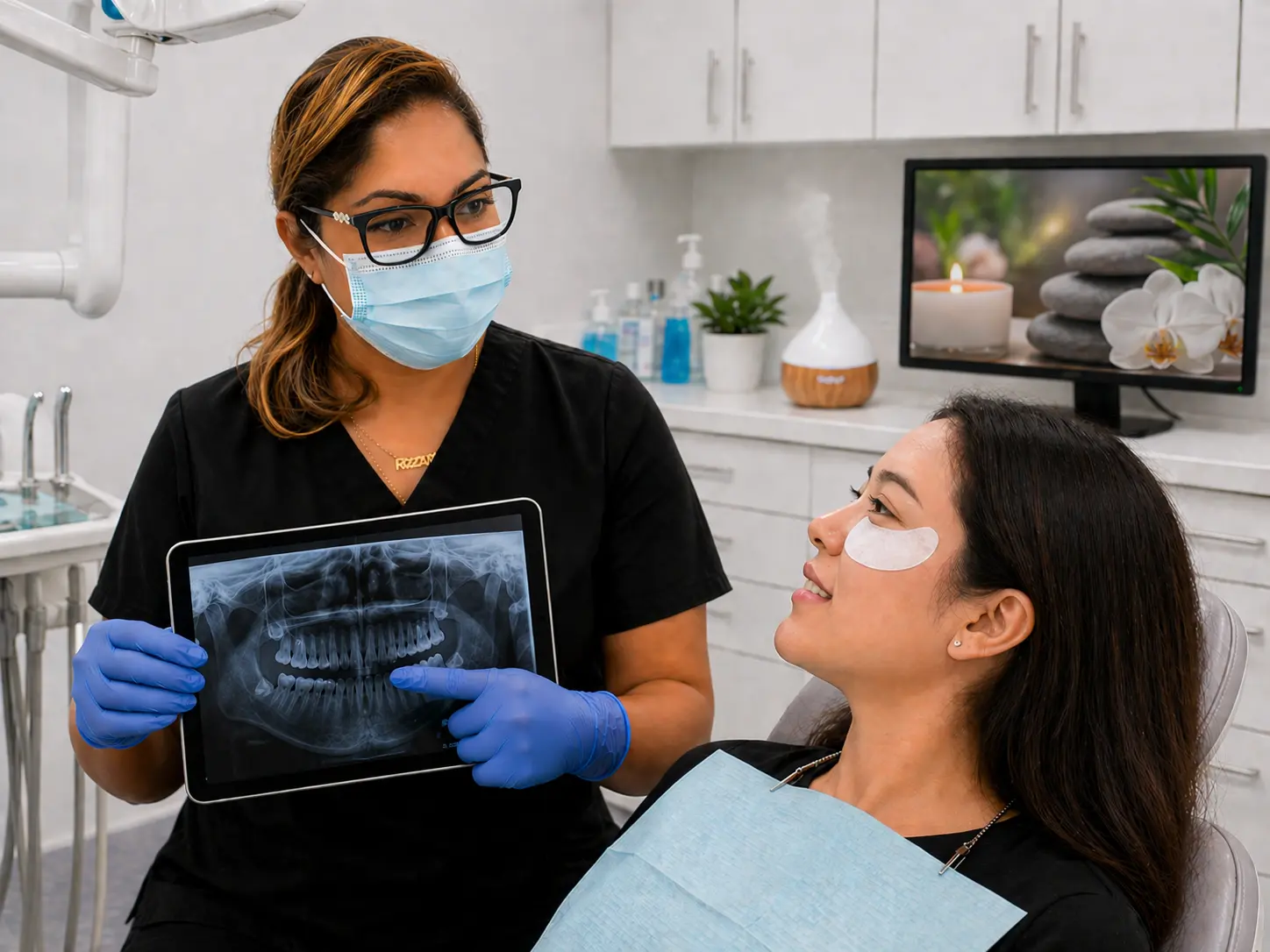 dentist discussing oral health treatment with a patient