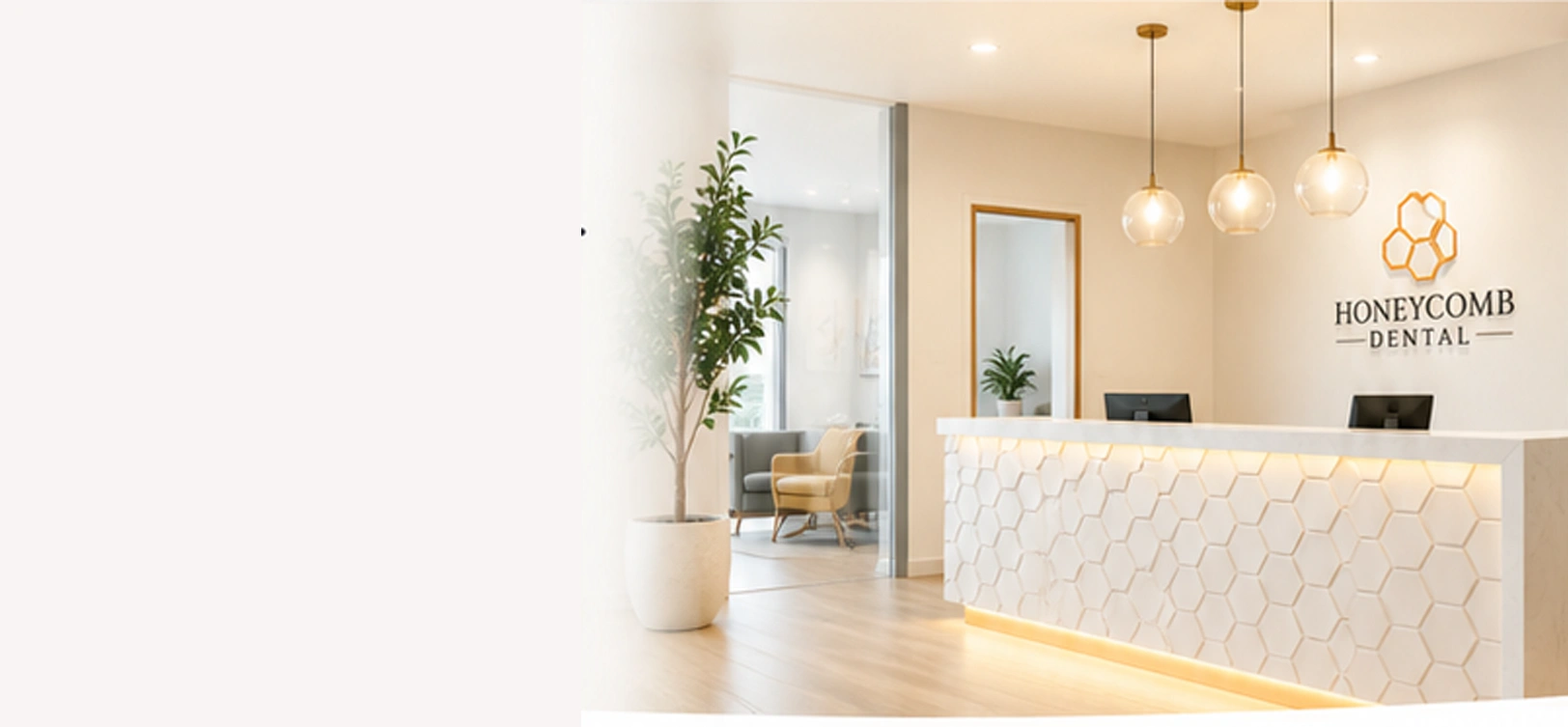 reception lobby at honeycomb dental clinic in tisdale, sk
